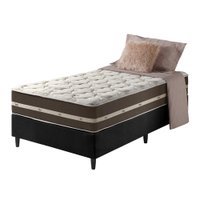 Cama Box Solteiro Preto + Colchão Molas Ensacadas Las Vegas 88x188x65cm