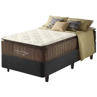 Cama Box Solteiro Preta + Colchão Molas Ensacadas Pillow Top San Diego 88x188x67cm