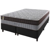Cama Box Queen Preto + Colchão Molas Ensacadas Suporte 200 kg Baltimore 158x198x70cm