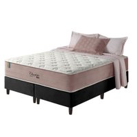 Cama Box Queen Preta + Colchão Molas Ensacadas Visco Gel Charlotte 158x198x73cm