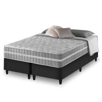 Cama Box Queen Bipartido Preto + Colchão Molas Ensacadas Zidi Alabama 158x198x61cm