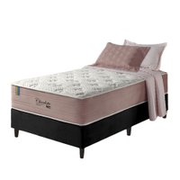 Cama Box Solteiro Preto + Colchão Com Molas Ensacadas Visco Gel Charlotte 88x188x73cm