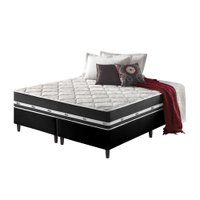 Cama Box King Preto + Colchão C/ Molas Ensacadas Los Angeles 193x203x63cm