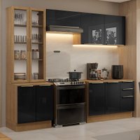Armário de Cozinha Completa 270cm Rustic/Preto Lux Madesa 04