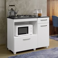 Balc&atilde;o para Cooktop e Forno Violeta 2 Portas 1 Gaveta 4 Bocas Ip&ecirc; Kaiki M&oacute;veis