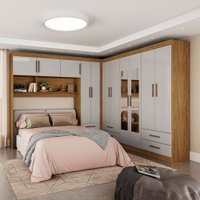 Guarda-Roupa Casal Modulado Hércules 11 Portas 6 Gavetas com Espelho Cinamomo/Off White - Carioca Móveis