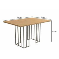 Sala de Jantar Completa Duina c/ Tampo de Madeira 136cm e 4 Cadeiras Holanda Niquel/Freijo - Courano Marrom - Kappesberg