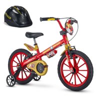 Bicicleta Iron Man Homem de Ferro Aro 16 Menino Nathor com Capacete Preto
