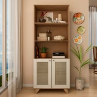 Armário Multiuso Trama 2 Portas 4 Prateleiras Cinamomo/Off White - Artely
