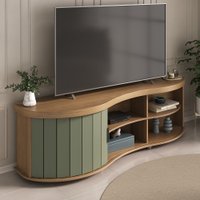 Rack para TV Até 75' Magnum 1 Porta Ripada Carvalho/Off White/Menta - Artely