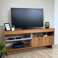Rack para TV Até 65' City 1 Porta Frisada Cinamomo/Off White - Artely