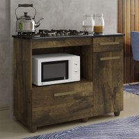 Balcão para Cooktop e Forno Violeta 2 Portas 1 Gaveta 4 Bocas Ipê Kaiki Móveis