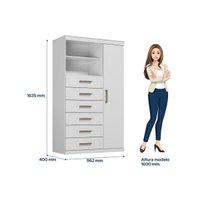 Guarda Roupa 2 Peças (1GuardaRoupa+1Cômoda) QC143 Branco - Santos Andirá