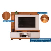 Home p/ TV até 70 Polegadas Martino c/ Prateleira Nichos e Pés 200x190cm Cedro/Bali - DJ Móveis