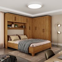 Guarda-Roupa Casal Modulado Com 5 Portas com Cama Hercules 4 Portas 4 Gavetas