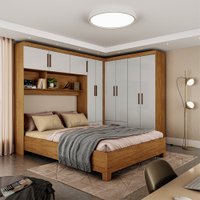Guarda-Roupa Casal Modulado Com 5 Portas com Cama Hercules Com 4 Portas 4 Gavetas
