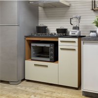 Balcão de Cozinha para Cooktop Áustria 4 bocas 2 Portas Kaiki Móveis NATURE/OFF WHITE