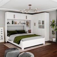 Guarda-Roupa Casal Modulado 4 Portas com Cama Hercules Com 4 Portas e  4 Gavetas com Espelho