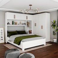 Guarda-Roupa Casal Modulado 4 Portas Hercules 4 Portas 4 Gavetas com Cama Carioca Moveis Branco