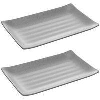 Kit 2 Travessas Melamina Prato Sushi Lyor Tóquio Granilite 17,5x11x2,5cm Retangular
