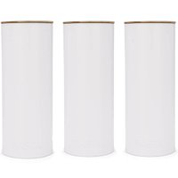 3 Latas Decorativas 2,5L Pasta Haus Porta Condimentos Branco Redondo Massa