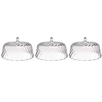Kit 3 Cúpulas de Plástico 25cm Transparente para Bolos Tortas Doces Pratos Glassy Crippa