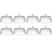 8 Cúpulas de Plástico 25cm Transparente para Bolos Tortas Doces Pratos Glassy Crippa 