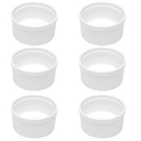 Kit 6 Ramekins Porcelana 155ml Canelados Brancos 8,4x5cm Molhos Classic Lyor