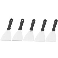 5 Espátulas Raspadora Inox Preta 23x10cm Chapa Lanche  Cozinha Profissional