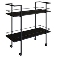 Carrinho Bar Industrial Com Rodizios P1036 Preto PP Milani Store
