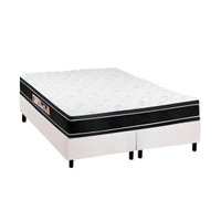 Cama Box King: Colchão Espuma Castor D33 Black e White Double Face + Base CRC Courano White(193x203)