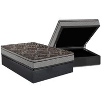 Cama Box Baú Casal: Colchão Anatômico Paropas D28 Confort Firme+ Base CRC Suede Cinza (138x188)