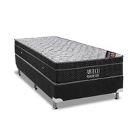Conjunto Box Solteiro: Colchão Molas Ortobom Nanolastic Airtech Progressive + Base CRC Suede Black (88x188)