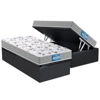 Cama Box Baú Solteiro: Colchão Anatômico Probel D45 Guarda Costas PróExtreme + Base CRC Suede Gray (88x188)
