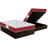 Conjunto Box Baú Casal: Colchão Espuma Castor D20 Sleep Max Duplo + Base CRC Suede Brown (138x188)