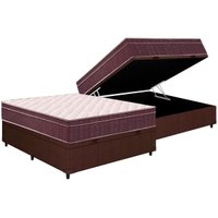 Conjunto Box Baú Casal: Colchão Espuma Ortobom D28 Airtech 60 + Base CRC Courano Brown (138x188)