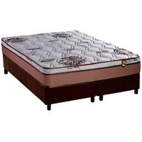 Cama Box Queen: Colchão Molas Ensacadas Luckspuma Caribe + Base CRC Suede Brown(158x198)