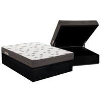 Cama Box Baú Casal: Colchão Espuma Ortobom D45 Light + Base CRC Courano Black(138x188)