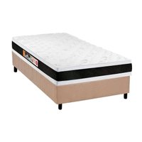 Cama Box Solteiro: Colchão Espuma Castor D45 Black e White AIR Double Face + Base CRC Suede Clean(88x188)