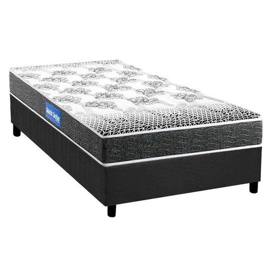 Conjunto Box Solteiro: Colchão Espuma Probel Guarda Costas Resistente + Base CRC Suede Gray (88x188)