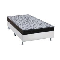 Cama Box Solteiro: Colchão Espuma D33 Ortobom /EP Anatômico Fort Tech ISO 100 + Base CRC Suede White(88x188)