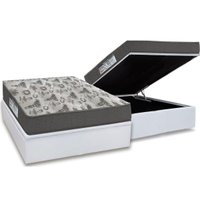 Cama Box Baú Casal: Colchão Espuma D33 Ortobom / EP ISO 100 Ultra Firme + Base CRC Courano White(138x188)