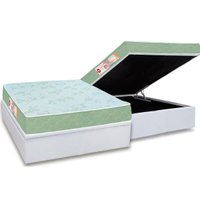 Conjunto Box Baú Casal: Colchão Espuma Castor D33 Sleep Max Duplo + Base CRC Courano White (138x188)