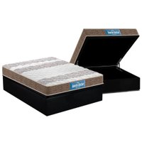 Cama Box Baú Casal: Colchão Espuma D33 Probel / EP Guarda Costas PróIntense Double Face + Base CRC Suede Black(138x188)