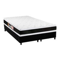 Cama Box Queen: Colchão Espuma Castor D45 Black e White AIR Double Face + Base CRC Suede Black(158x198)