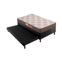 Conjunto Box Solteiro: Colchão Espuma Polar D28 Pérola Gray + Base CRC Rústico Black (88x188)