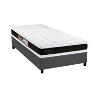 Cama Box Solteiro: Colchão Espuma Castor D45 Black e White AIR Double Face + Base CRC Suede Gray(88x188)