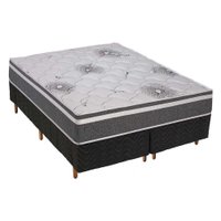 Cama Box Queen: Colchão Espuma Polar D33 Pérola Premium + Base CRC Fantasy Black(158x198)