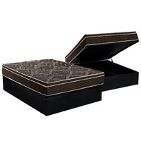 Cama Box Baú Casal: Colchão Anatômico Paropas D28 / Pasquale + Base CRC Suede Black(138x188)