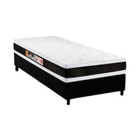 Cama Box Solteiro: Colchão Espuma Castor D45 Black e White AIR Double Face + Base CRC Suede Black(88x188)